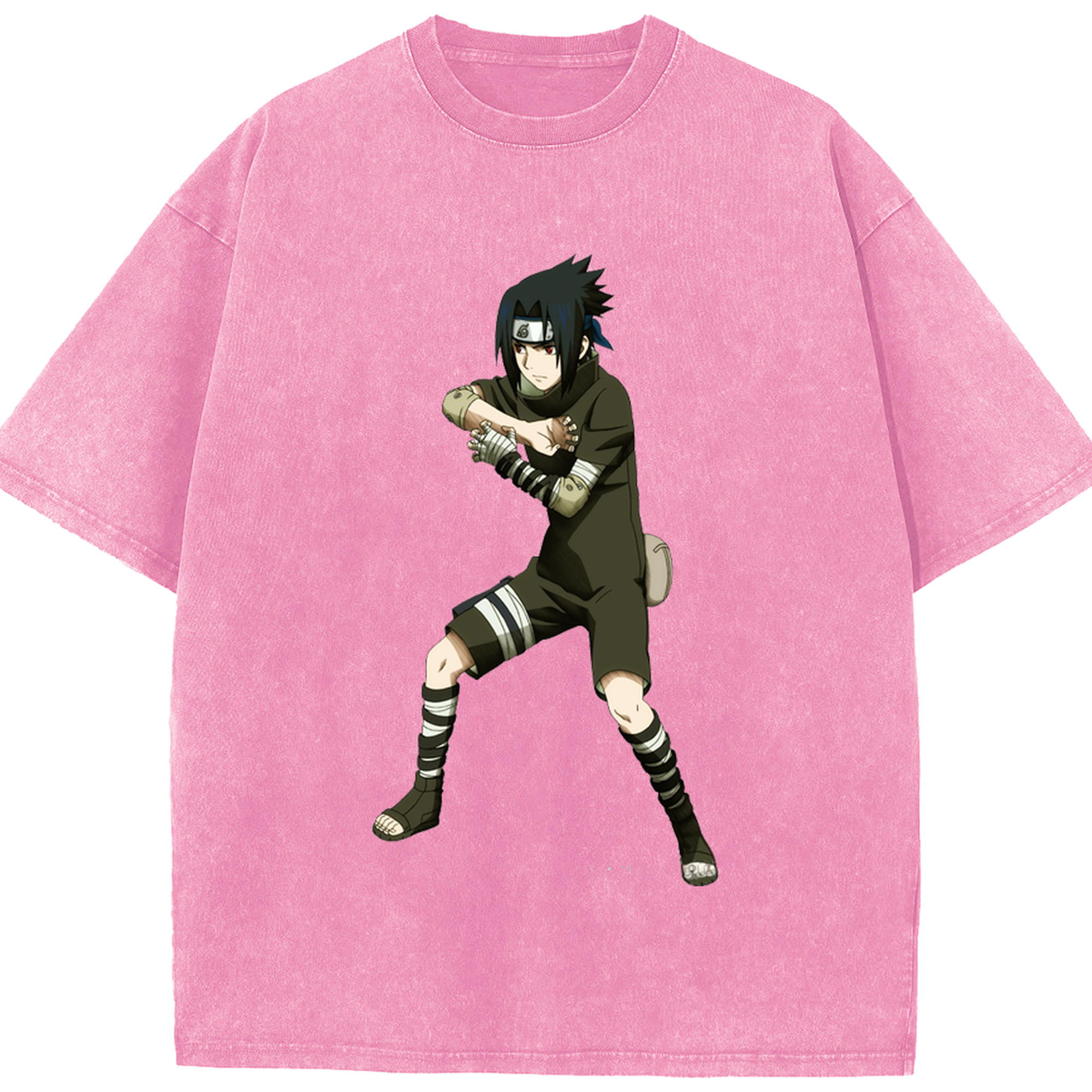 （画像用） NARUTO -ナルト- うちは サスケ Uchiha Sasuke 綿100% ヴィンテージ風 半袖Tシャツ（フロントプリント）